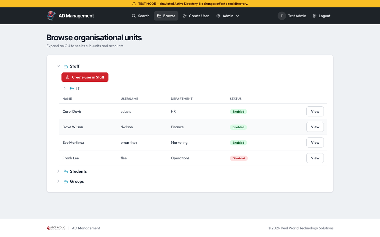 AD Management screenshot